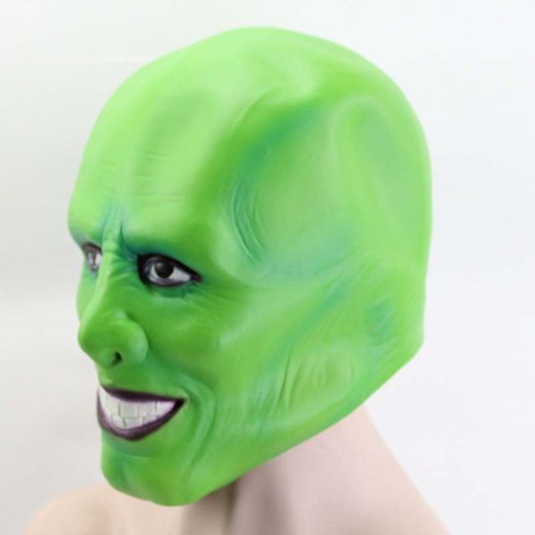 Filme a máscara jim carrey cosplay adulto máscaras de látex rosto cheio maquiagem verde halloween desempenho masquerade festa traje props265r