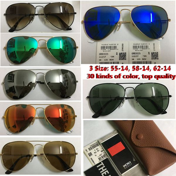 

высокое качество 3025 бренда очки пилот авиации для человека женщина поляризованный стеклянных линз с оригинальной коробки, пакеты, аксессуа, White;black