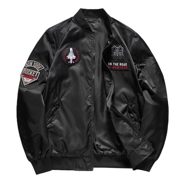 

2019 new jacket loose men's bomber jacket men's casual hip hop baseball collar stickers windbreak smooth outerwear streetwear, Black;brown