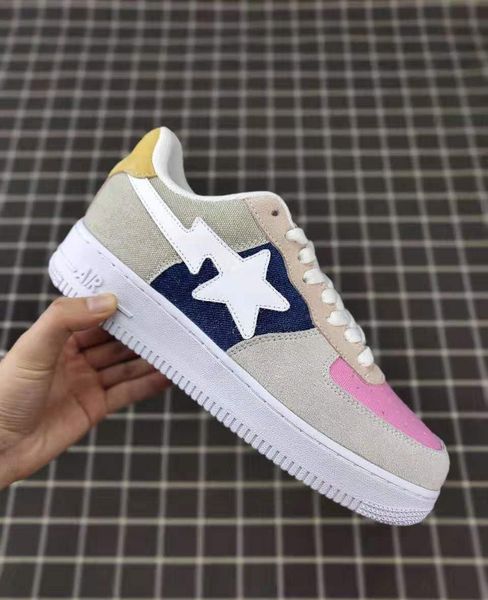 

with box)fast shipping 2019 footsoldier bapesta shoes mans womans casual shoes 28, Black