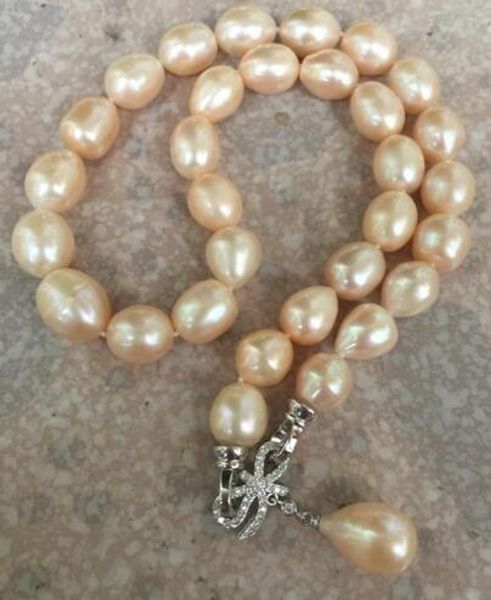 

beautiful 11-13mm south sea baroque rose gold pearl pendant, 18 inch necklace, Silver