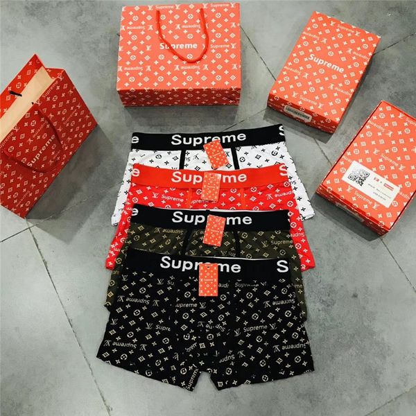 

4 pieces new xxl supreme mens underpants solid cotton underpants breathable boxer shorts men panties male underwears dfgreere, Black;white