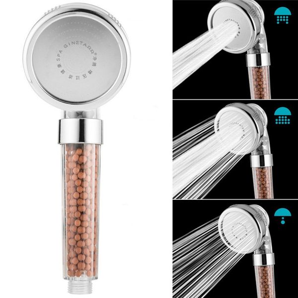 

negative ion spa jetting shower head 3 mode high pressure handheld filtered adjustable shower head water saving sprayer faucet