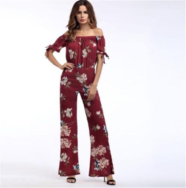 

fashion style casual apparel womens spring new designer jumpsuits long sleeve floral print female clothing tube top, Black;white