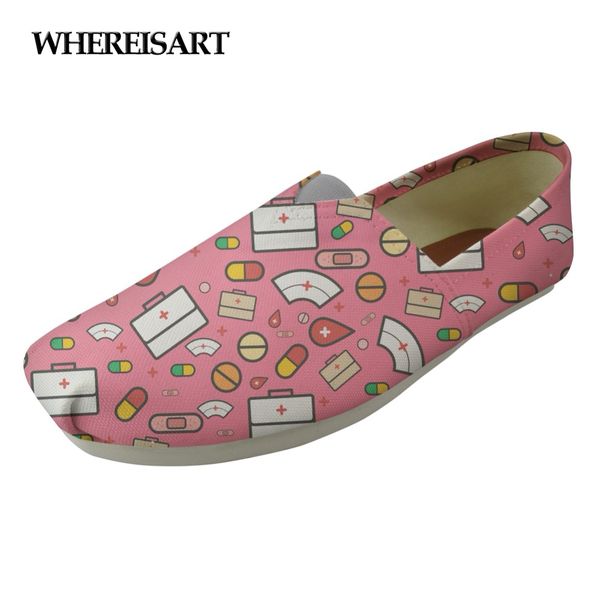 

whereisart cute nurse pattern flats shoes women casual women's comfortable leisure shoes for female fashion girls flat zapatos, Black