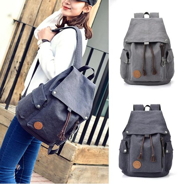 

2019 new backpack casual shoulder travel retro canvas bag computer bag capacity zip pocket backpack practical