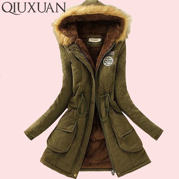 

qiuxuan women parka fashion autumn winter warm jackets women fur collar coats long parkas hoodies office lady cotton plus size y190926, Black;white