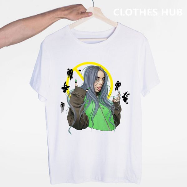 

billie eilish билли эйлиш уличная футболка мужская футболка мягкая футболка homme fashion be singer harajuku рубашка мужчины/женщины, White;black