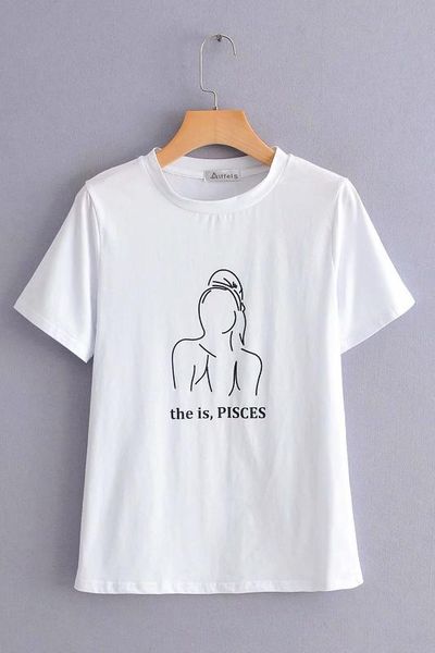 

2019 весна европа и америка женский платье новый стиль универсальный с коротким рукавом рыбы футболки женские 006, White