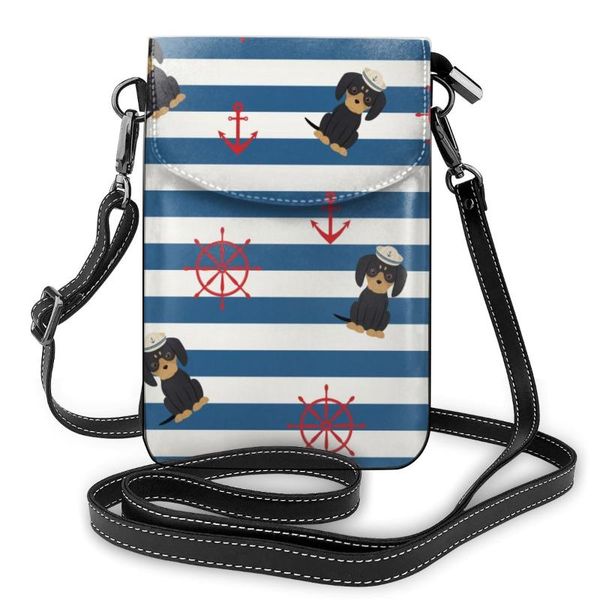 

oln nautical sailor with anchors and steering wheel cell phone purse smartphone wallet leather shoulder strap handbag women bag