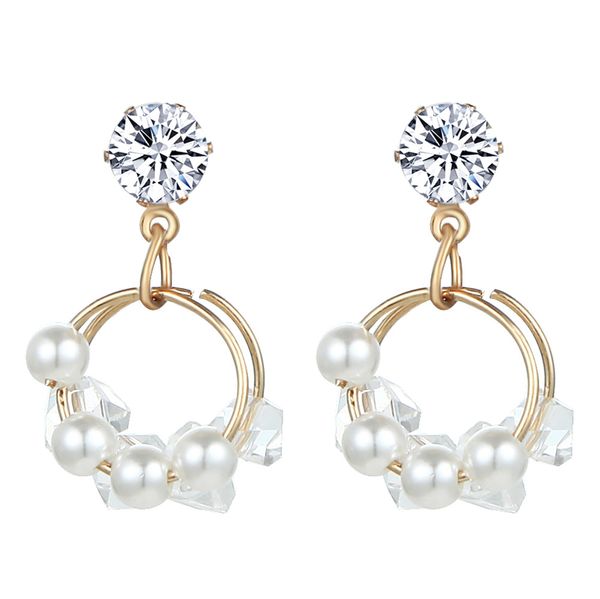 

beautiful crystal beads women drop earrings fancy style pearl earrings for romantic wedding party jewelry decoration gifts, Silver