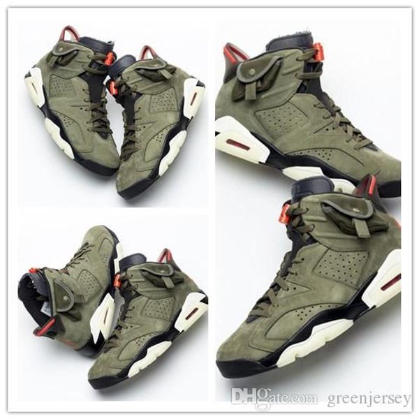 

travis скоттс х 6 glow 6 cactus jack открытый кроссовки medium army green замша мужчины баскетбол обувь размер 40-47