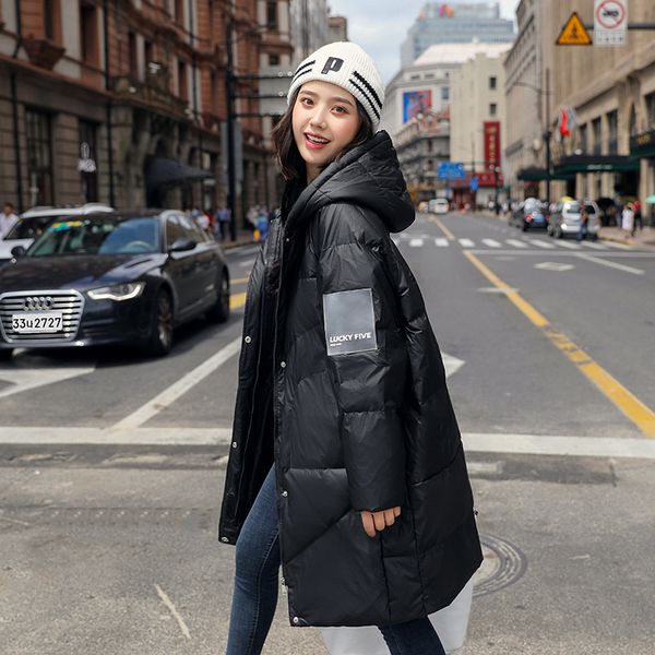 

according to nalini 19 new style down jacket women's korean-style loose-fit versatile fashion casual stand collar white duck dow, Blue;black