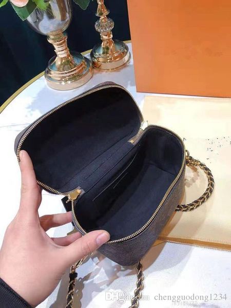 

the new 2020 aging genuine leather cosmetic bucket women bags woman one shoulder aslant handbag chain fashion female package