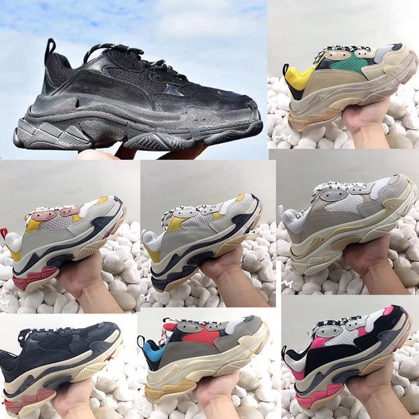 

17fw triple-s designer sneakers triple black classical casual shoes platform sneakers men women luxury shoes paris fashion dad shoes