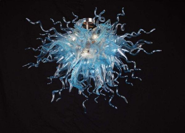 

light blue hand blown murano art pendant lights villa led glass ceiling decor lighting ing