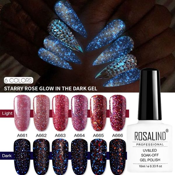 

rosalind 10ml starry sky rose luminous nail polish nail gel uv vernis semi permanent primer coat art manicure gel, Red;pink