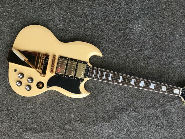 

new style custom sg electric guitar, 3 pickups gold hardware sg electric guitar with gold tremolo system, ing