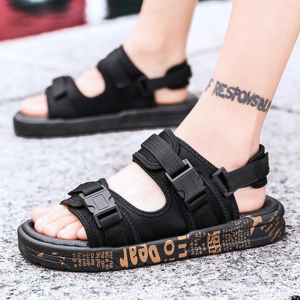 

summer man sandals outdoor fashion shoes sandal for men comfortable beach sandal mens shoes casual heren sandalen, Black