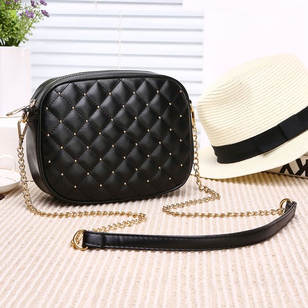 

trendy rivet plaid bag for women brand design small crossbody bags girls mini pu leather handbags phone purse