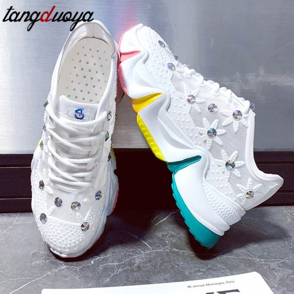 

women's sneakers running shoes color platform sneakers breathable casual shoes color sole rhinestone women's 2020
