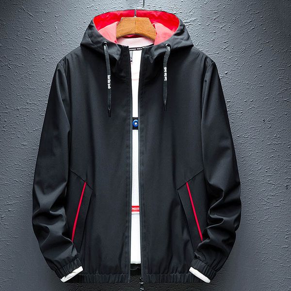 

men jacket fashion designer thin mens hooded slim jackets youth people casual stylish coats asian size m-5xl long sleeve clothes, Black;brown