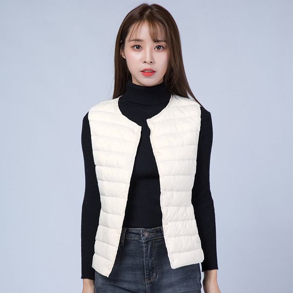 

women white duck down vest ultra light autumn winter duck down vest slim sleeveless jacket warm liner waistcoat plus size, Black;white