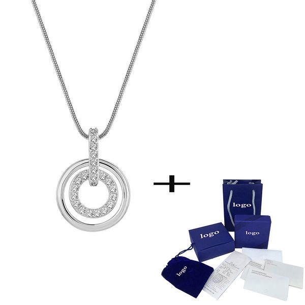 

swa ro fashion new round pendant lovers wedding anniversary jewelry gift elegant temperament ladies jewellery ing, Silver