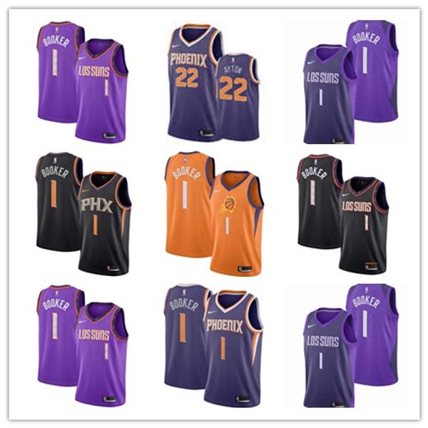 

мужчины баскетбол джерси 1 букер рассел сшитые трикотажные изделия баскетбола, трикотажные изделия 2019-2020 классические джерси-сити, Black;red