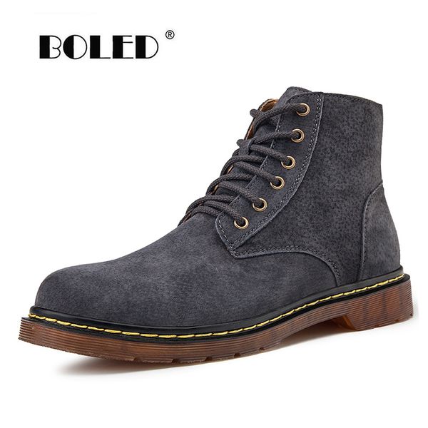 

genuine leather men boots fashion warm snow boots waterproof autumn winter shoes comfort plus size men ankle, Black