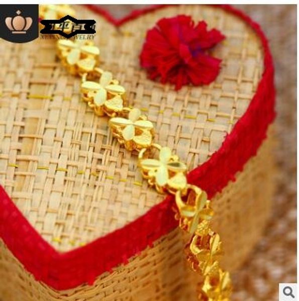 

imitation gold bracelet lady's four-leaf clover fashion accessory gold-plated bride's wedding ornament 24k gold gift for girlfrien, Black