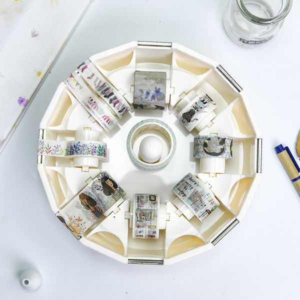 

high capacity japanese masking tape storage cutter multi rolls round washi tape storage organizer cutter office supplies