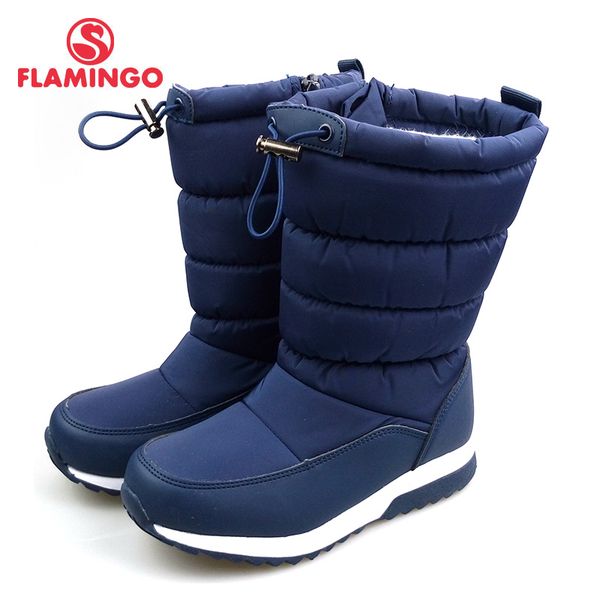 

flamingo waterproof wool keep warm winter shoes anti-slip children snow boots for boy 82d-nq-1038, Black;grey