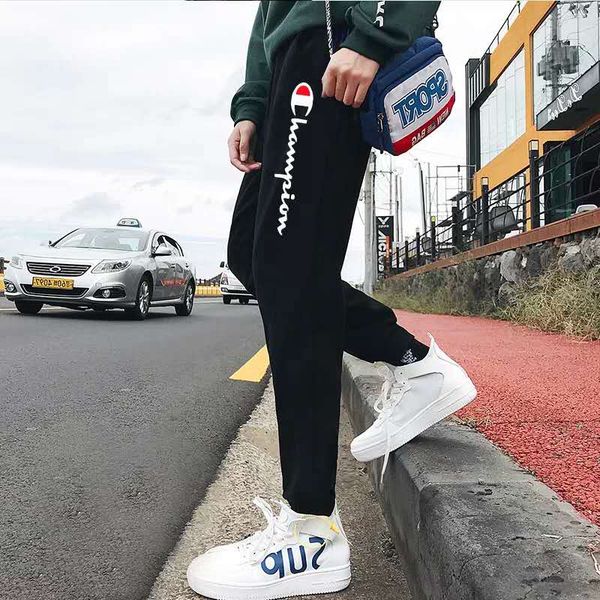 

brand pants spring mens track pants joggers with letters for men women sweatpants drawstring stretchy joggers clothing, Black