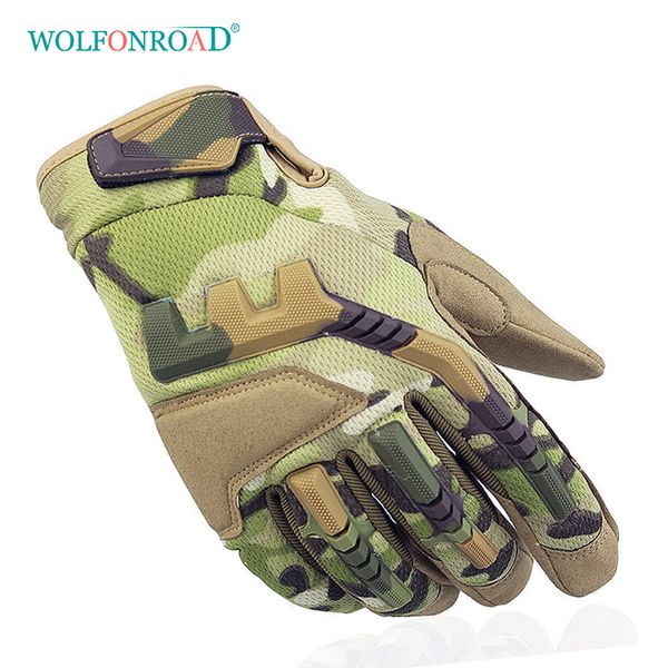 

wolfonroad men's outdoor sport rock climbing hiking gloves army combat gloves camouflage full finger tactical, Black