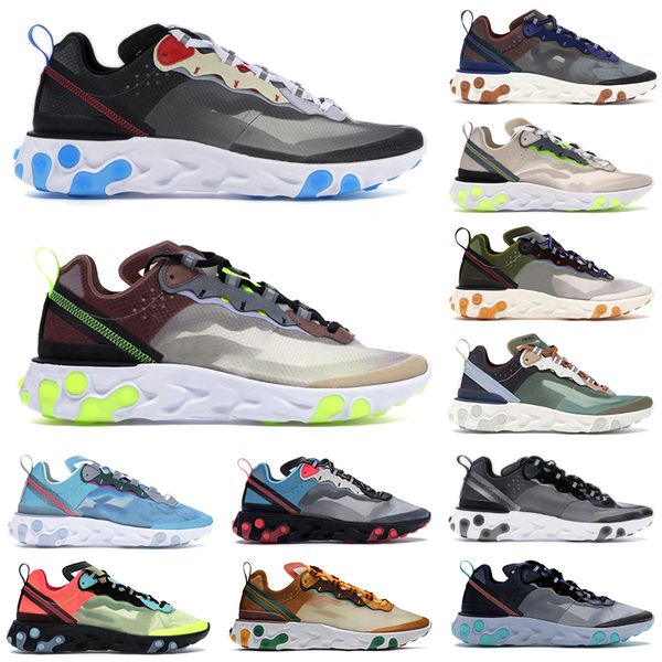 

new react element 87 undercover light beige chalk green mist mens designer shoes desert sand dusty peach fly mesh women sport sneakers