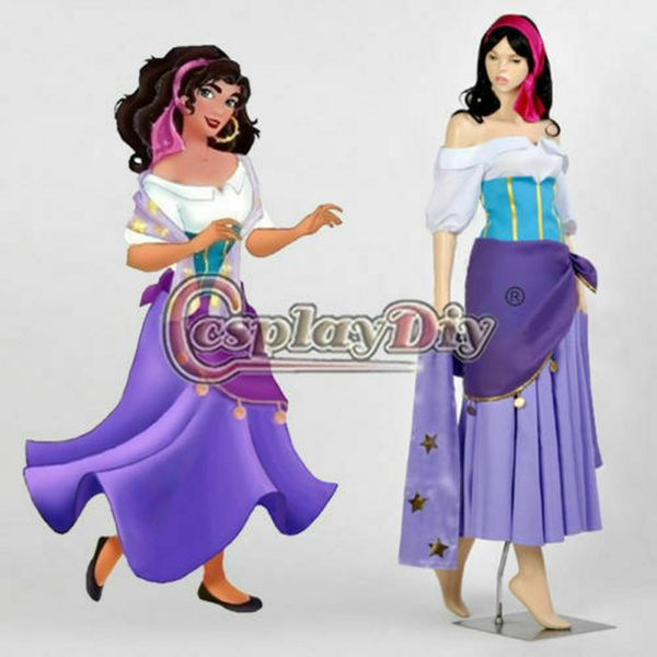 

the hunchback of notre-dame esmeralda cosplay dress, Black;red