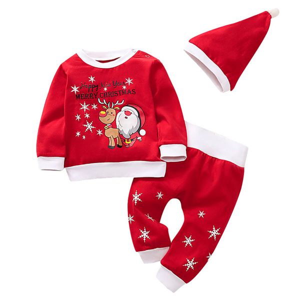

baby clothes toddler baby boys girls christmas santa fawn print pajamas sleepwear outfits ubranka dla niemowlat #4s09, White