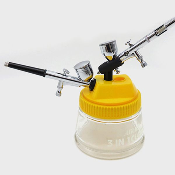 

strong glass bottles pen cleaning pot stabilizer airbrush jar spray gun holder cleaner station paint repair tool filter