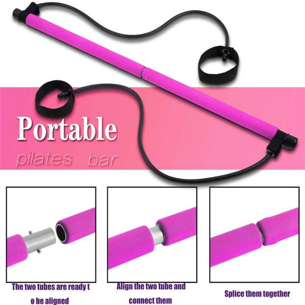

pilates bar stick+resistance band body building exercise tool home fitness train