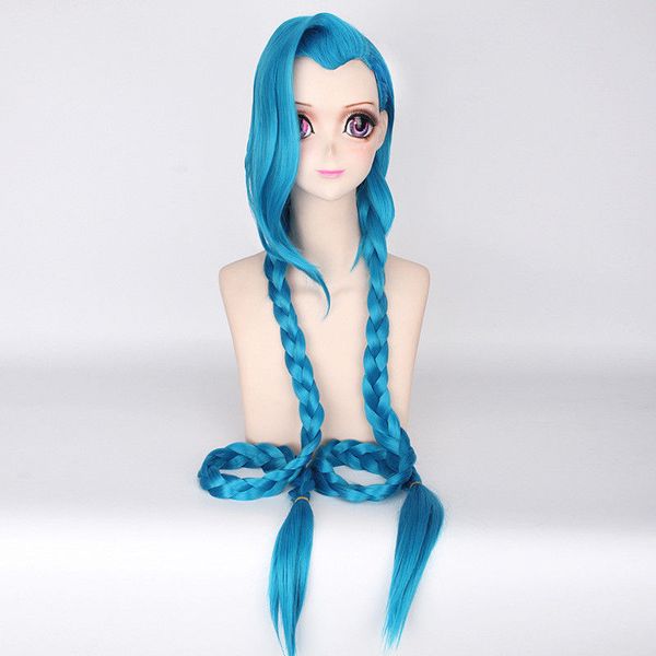 

party wig costume game of lol jinx blue cosplay synthetic wig, Black