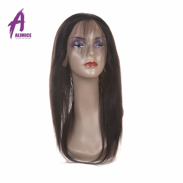 

alimice brazilian 360 full lace frontal closure straight 22x4x2 band frontal 100% non-remy human hair natural color 10- inch, Black;brown