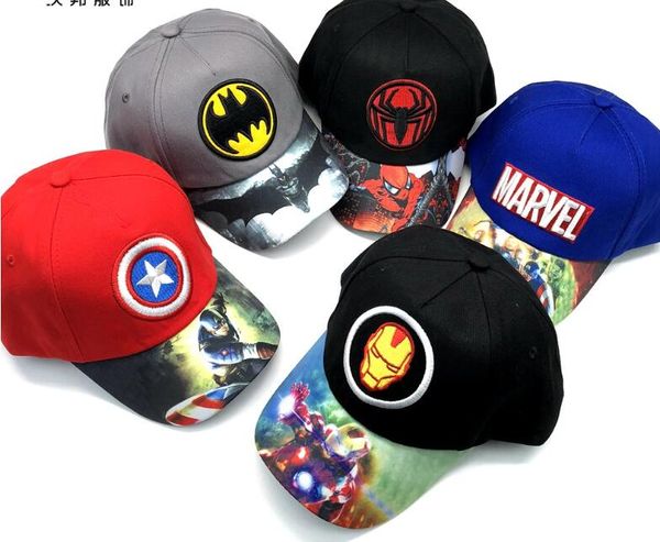 

New 1pcs cartoon avengers Batman superman spider-man Fashion Sun Hat Casual Cosplay Baseball Cap children party gift 50-52cm