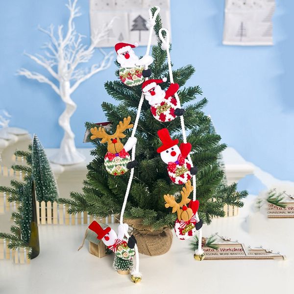 

new christmas decoration ornaments santa claus snowman elk bear climbing rope christmas tree bell pendant new year gifts