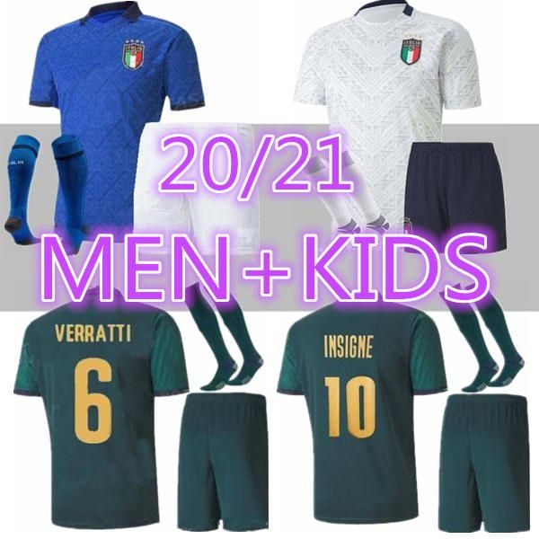 

new men+kids 2020 italy soccer jerseys mens soccer uniform sets 20 21 italia bonucci insigne jorginho football shirts italian football kits, Black