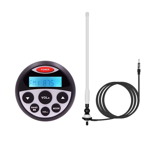 

waterproof car bluetooth receiver mp3 player marine stereo boat fm am radio for atv utv and carts + fm am rubber antenna