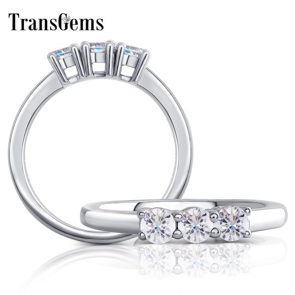 

transgems arrival sterling silver s925 3.5mm g-h-i color wedding band for women silver ring s200110, Slivery;golden
