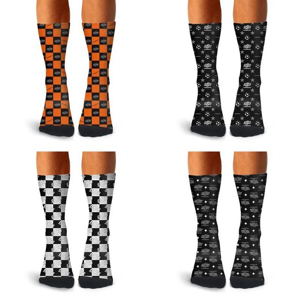 

man oklahoma state cowboys lattice orange crew socks cotton custom lightweight running fun luxury football black white brown rainbow red