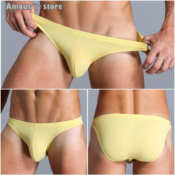 

men bulge pouch briefs elastic solid underwear man briefs shorts seamless male underpants retail, Black;white