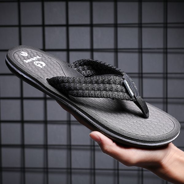 

padegao 2020 big size fretwork casual flip flops men non-slip comfortable beach male slippers outdoor clip feet cool slippers, Black